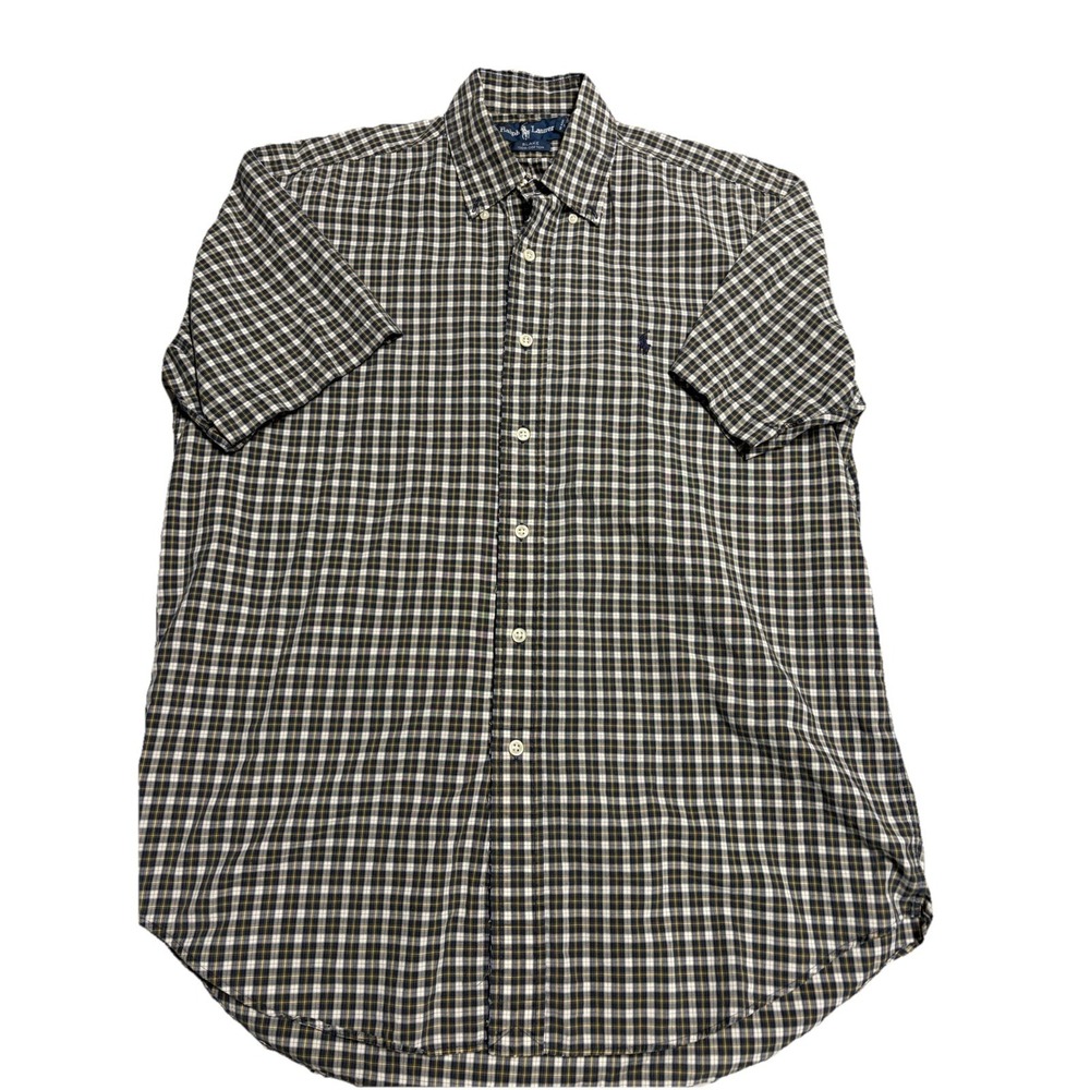 Ralph Lauren Men's Short Sleeve Button-Up Shirt, Size M, Linen, Plaid
